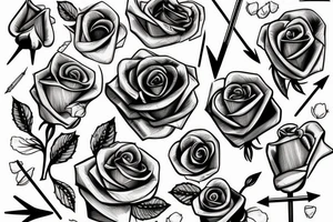 Bow with a rose as the arrow tattoo idea