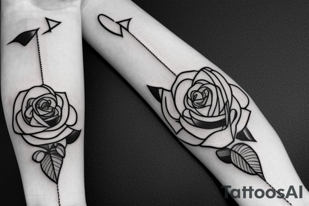 Rose arrow archery tattoo idea