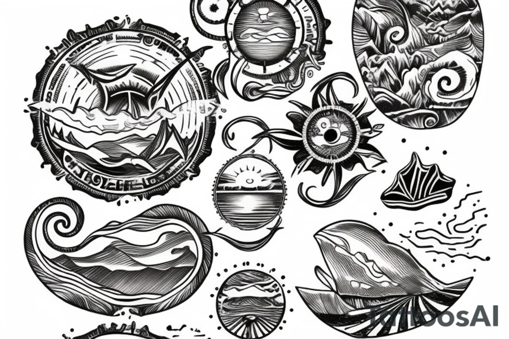 ocean sunrise over chest tattoo idea