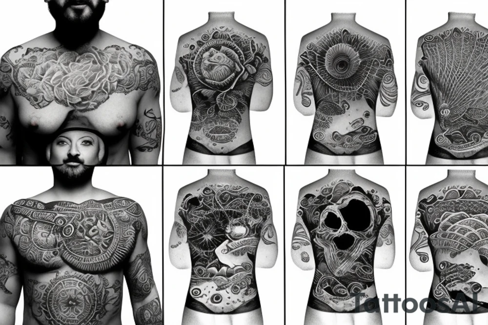 ocean sunrise over chest tattoo idea