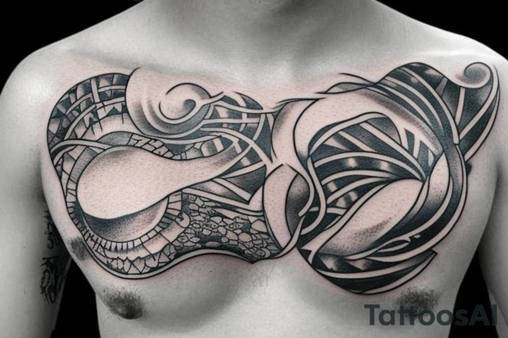 ocean sunrise over chest tattoo idea
