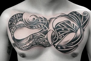ocean sunrise over chest tattoo idea