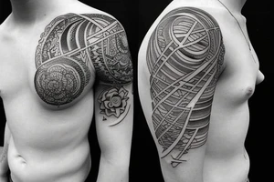 ocean sunrise over left chest tattoo idea