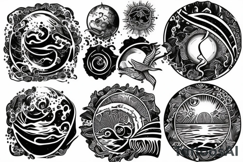 ocean sunrise over left chest tattoo idea