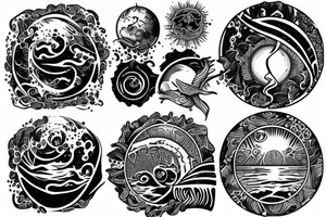 ocean sunrise over left chest tattoo idea