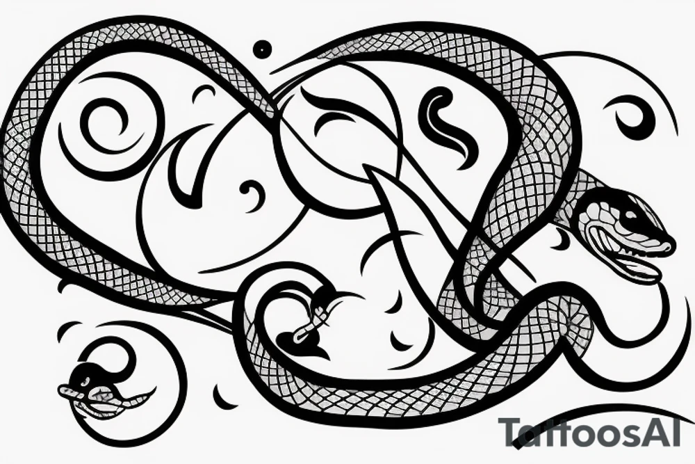 snake and moon tattoo idea