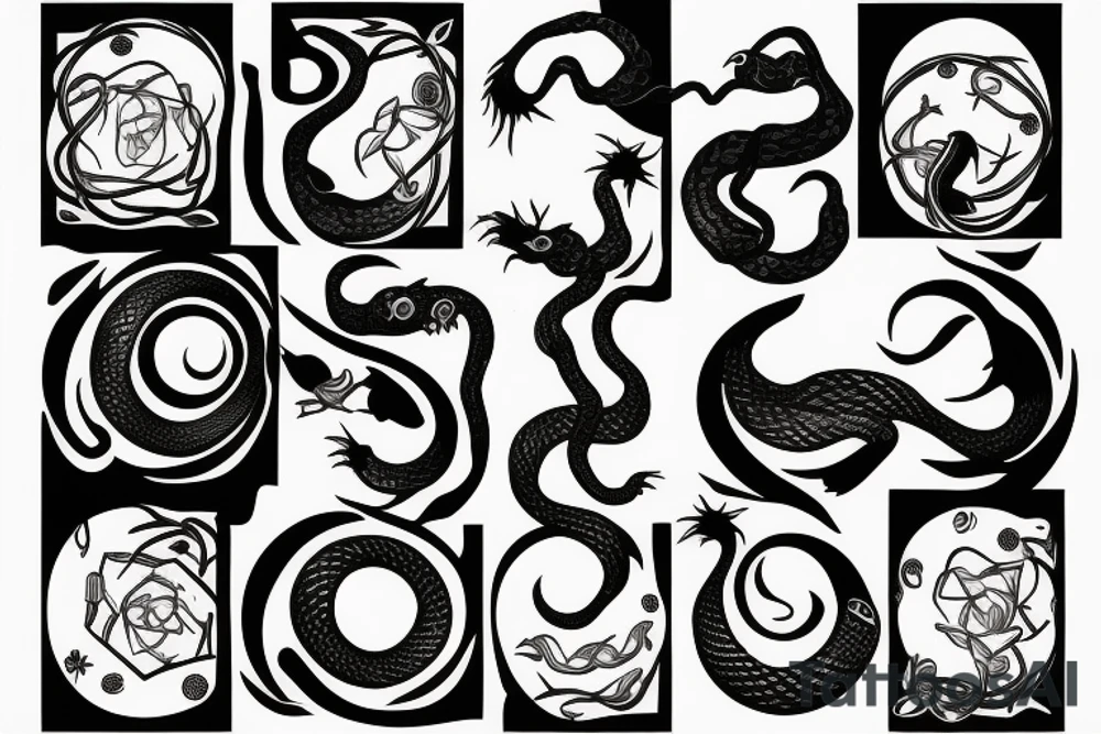snake and moon tattoo idea