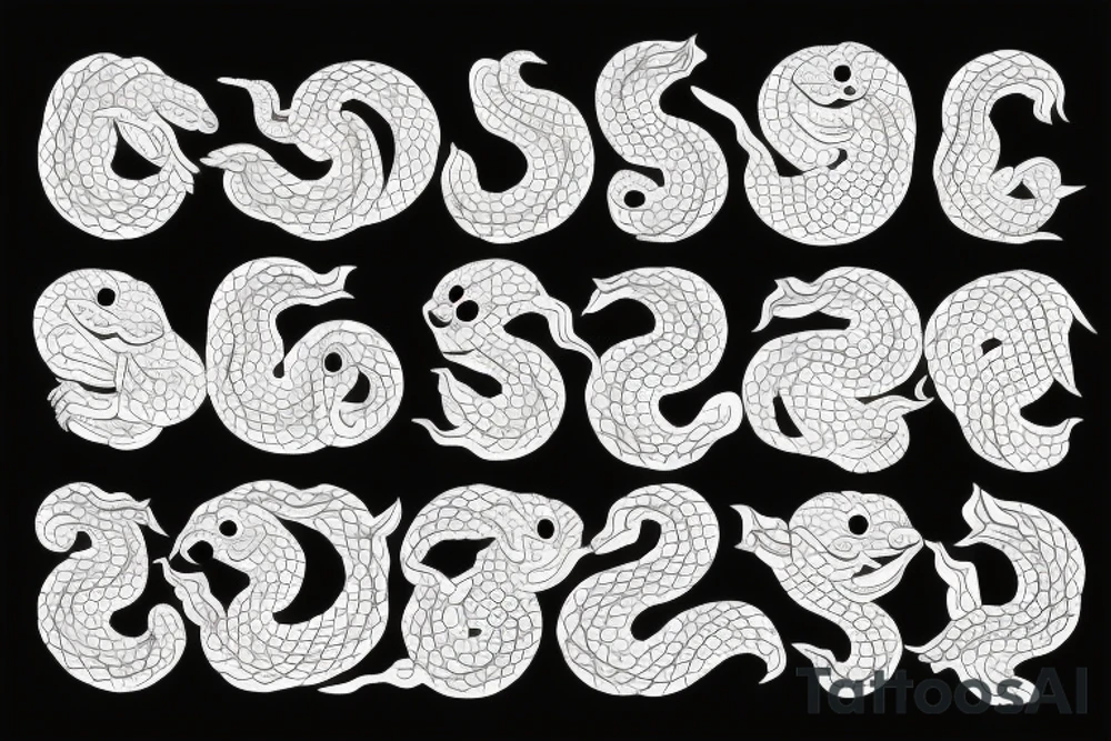 asian style snake with moon tattoo idea