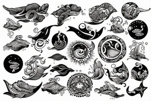 ocean sunrise over left chest tattoo idea