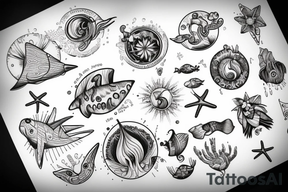 ocean sunrise over left chest tattoo idea