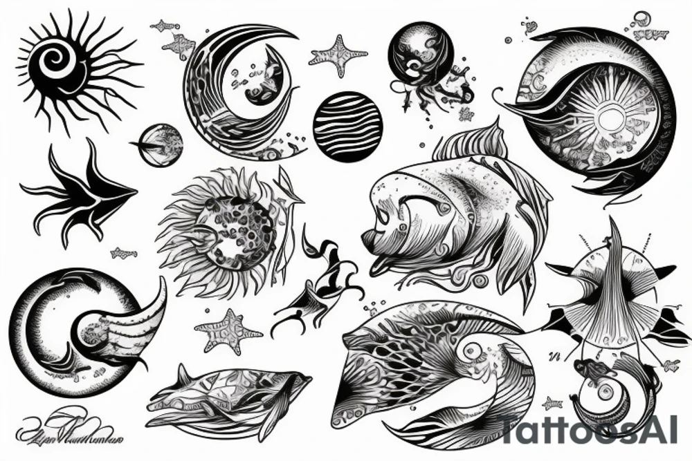 ocean sunrise over left chest tattoo idea