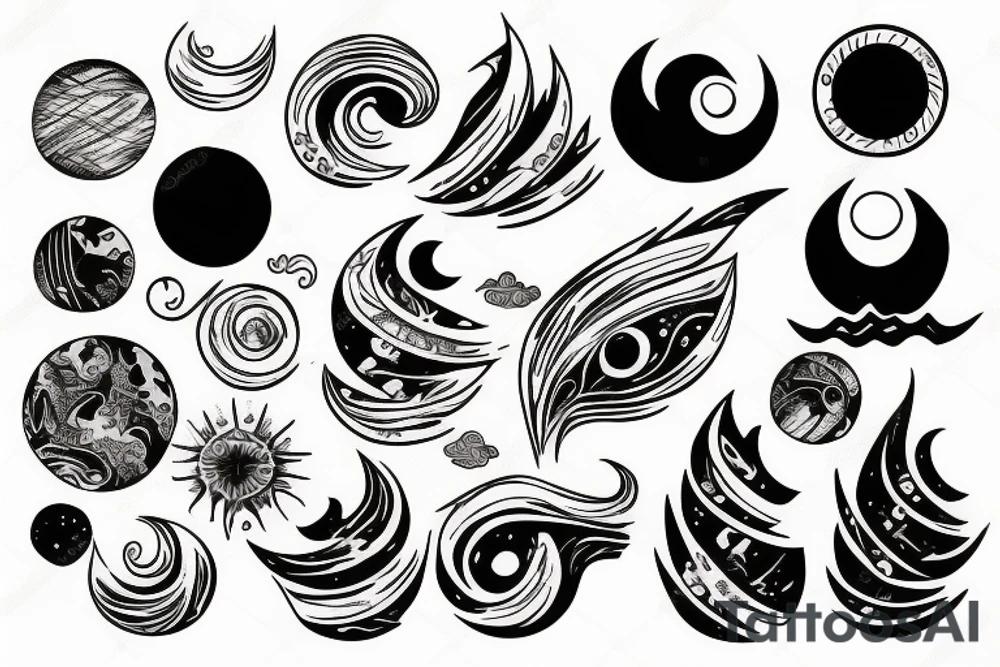 ocean sunrise over left chest tattoo idea