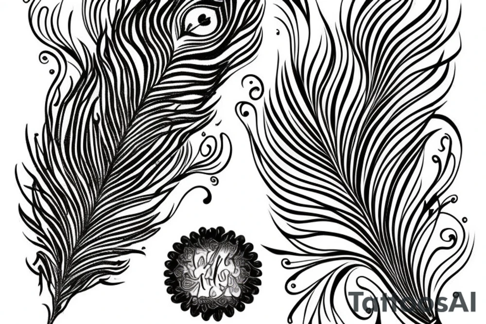 peacock feather with mohan TEXT tattoo idea