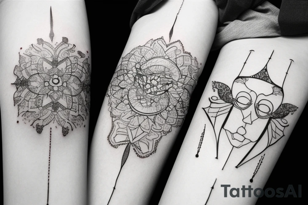 Черный кот в больших наушниках tattoo idea