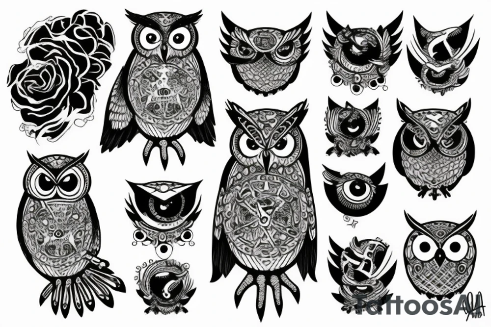 Owl with a mystique tattoo idea
