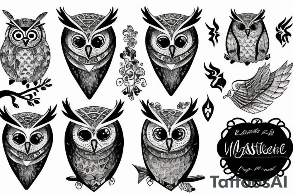 Owl with a mystique tattoo idea