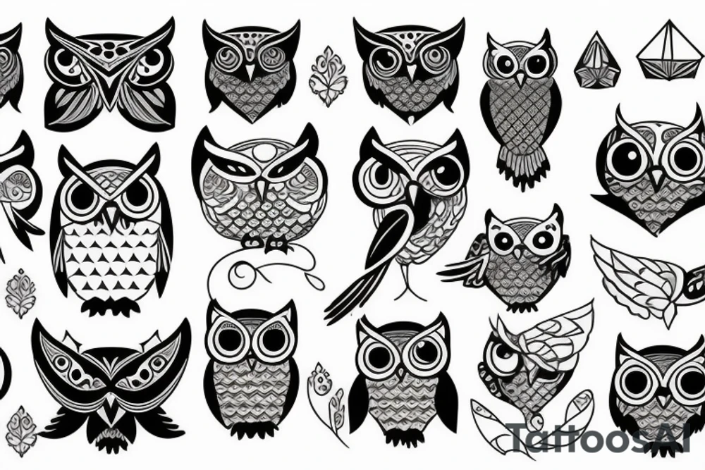 Owl with a mystique tattoo idea