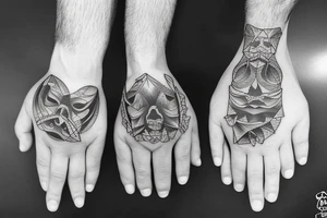 Father and son walk hand in hand. Full-length. view from behind tattoo idea