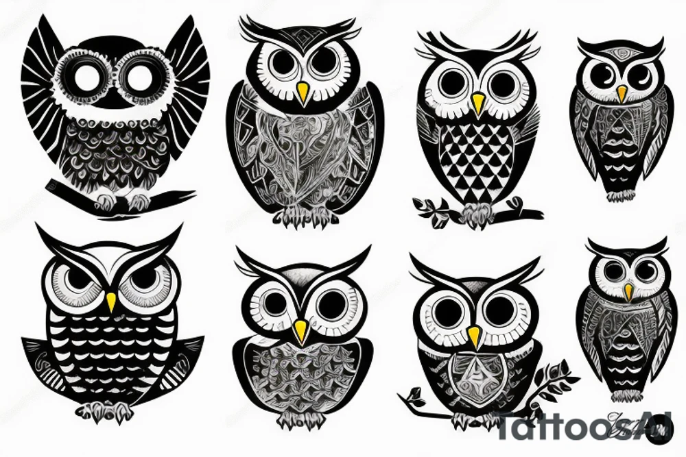 Owl on three tattoo idea