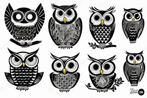 Owl on three tattoo idea