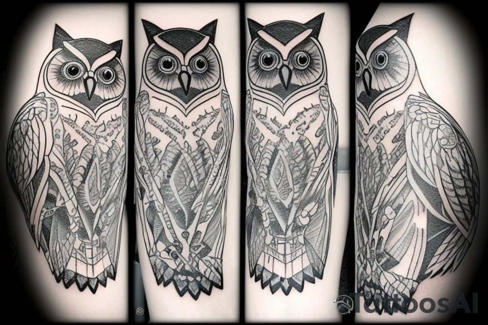 Owl on three tattoo idea