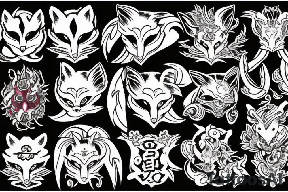 Fox man with 9 tails tattoo idea