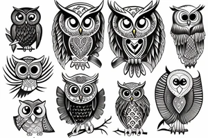 Owl on three tattoo idea