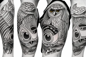 Owl on three tattoo idea