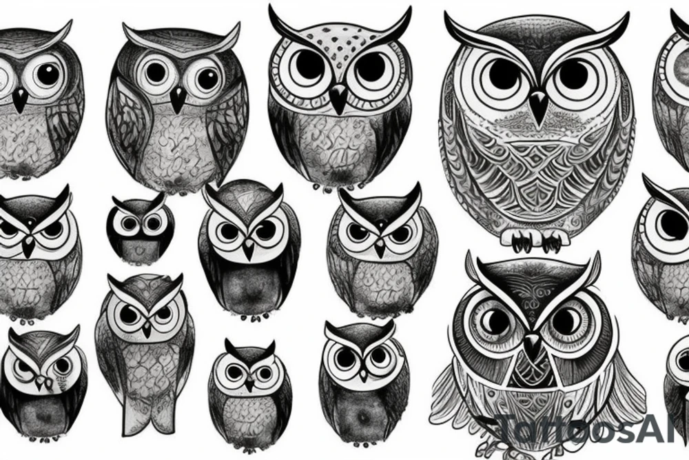 Owl on three tattoo idea