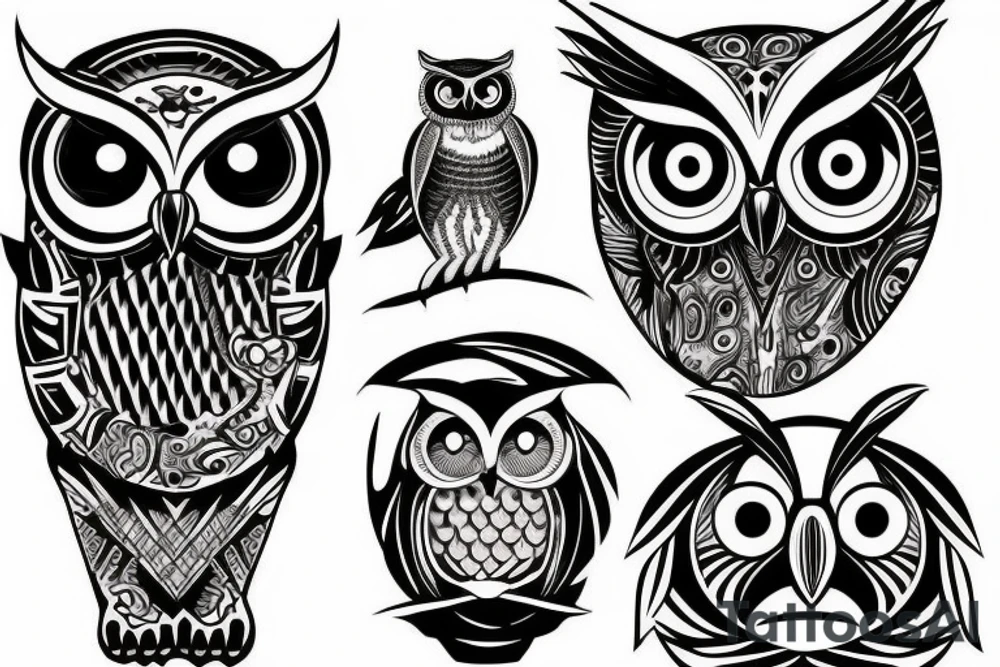 Owl on three tattoo idea