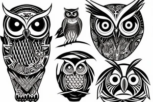 Owl on three tattoo idea