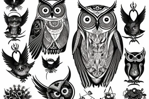 Owl on three tattoo idea