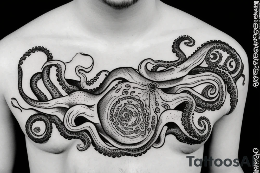 rising sun sun burst sun rise over ocean with an alien octopus tattoo idea