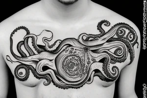 rising sun sun burst sun rise over ocean with an alien octopus tattoo idea