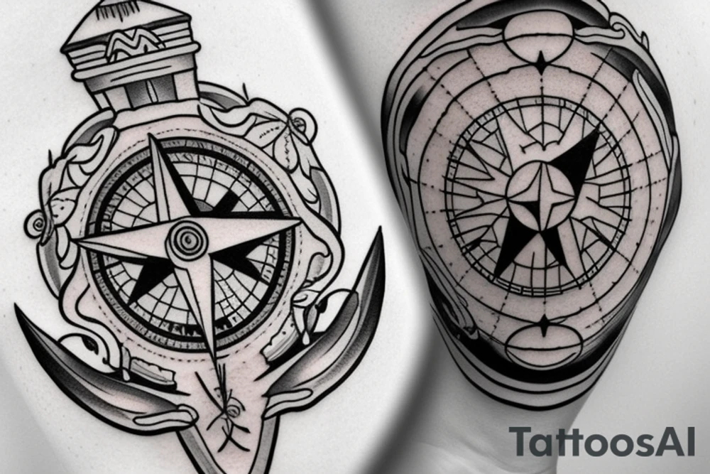 compass + lighthouse tattoo idea