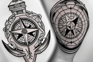compass + lighthouse tattoo idea