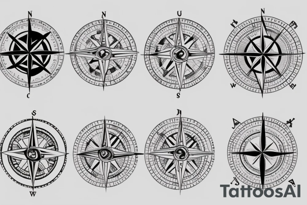 compass + daughters tattoo idea