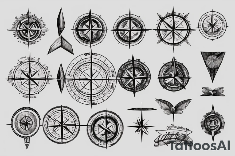compass + daughters tattoo idea