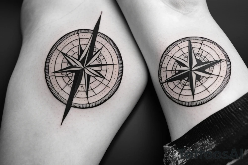 compass + daughters birth tattoo idea