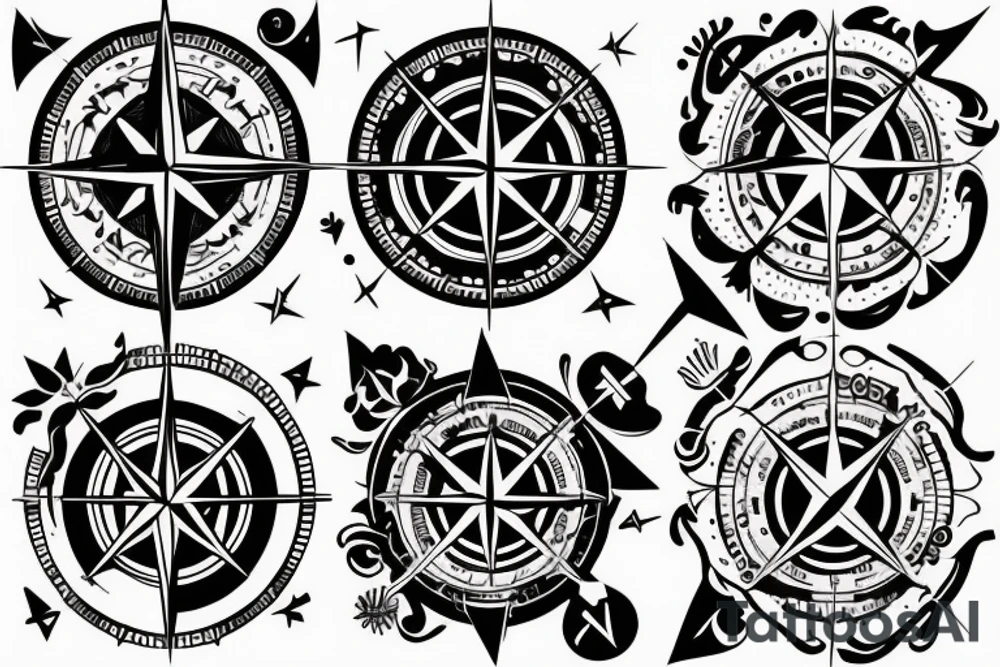 compass + daughters birth tattoo idea