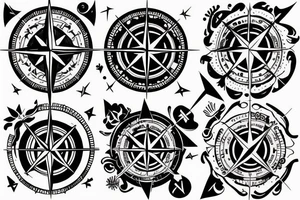 compass + daughters birth tattoo idea
