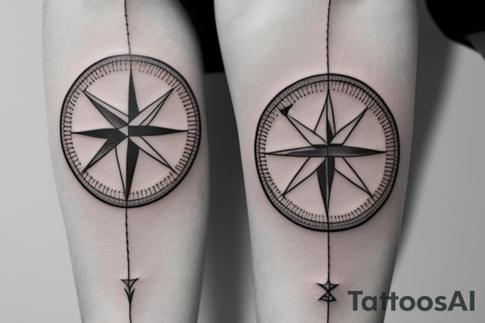 compass + paper boat tattoo idea