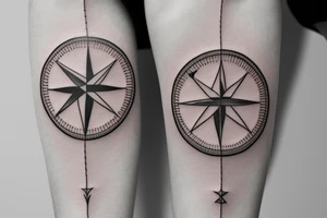 compass + paper boat tattoo idea