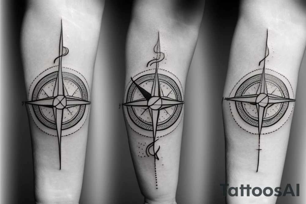 compass + paper boat tattoo idea