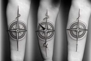 compass + paper boat tattoo idea