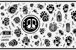 music symbol with puppy paws and lantern tattoo idea