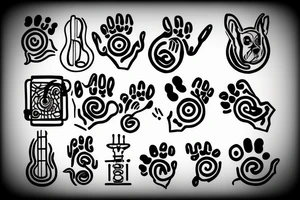 music symbol with puppy paws and lantern tattoo idea