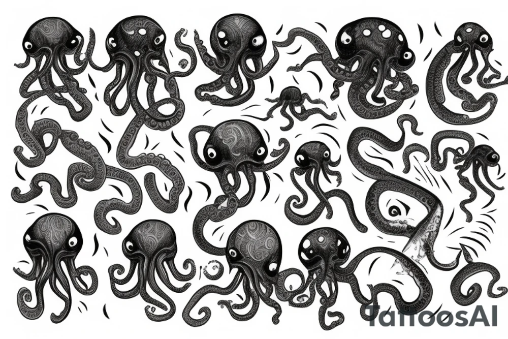 rising sun sun burst sun rise over ocean with an alien octopus tattoo idea