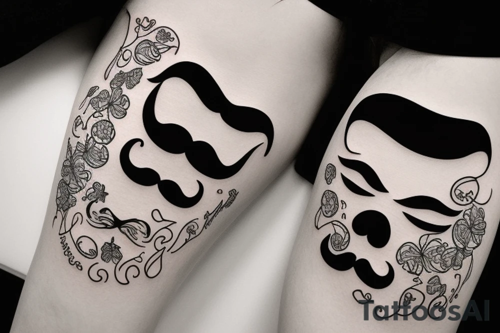 A woman pulls out her mustache tattoo idea