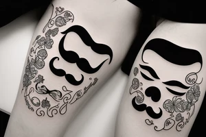 A woman pulls out her mustache tattoo idea